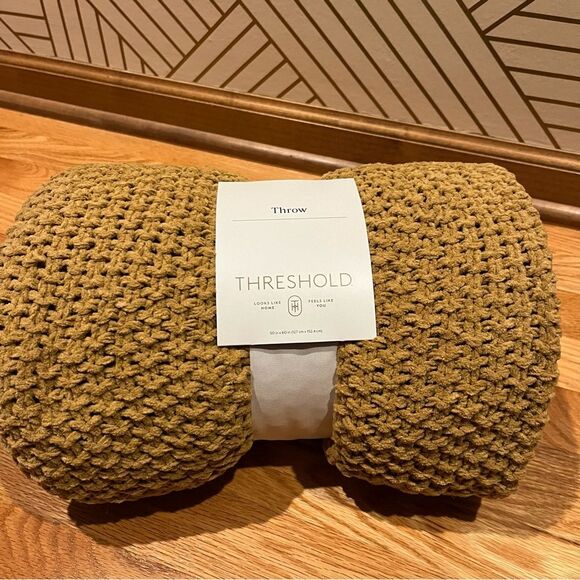 Threshold Chenille Knit Throw Blanket Gold - Picture 1 of 4